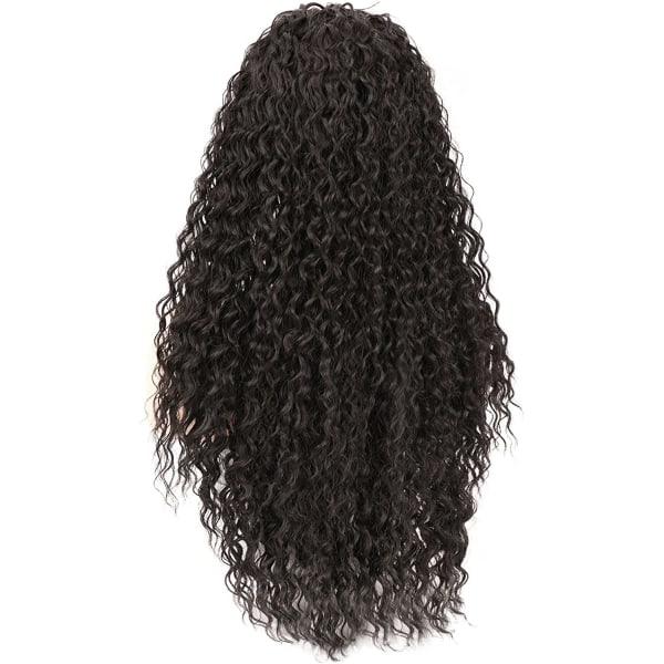 Lange svarte parykker for kvinner Naturlig bølget hår Mote Syntetisk Wi