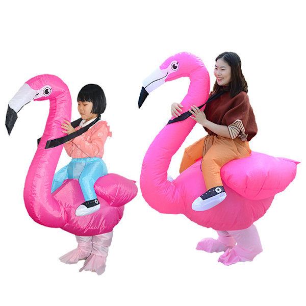 Flamingo puhallettava asu (lapset, 120-140cm), vaaleanpunainen mekko, JUHLAPUKU