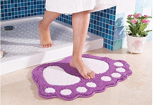 Skridsikker absorberende bademåtte, stort fødder design, polyester, pur