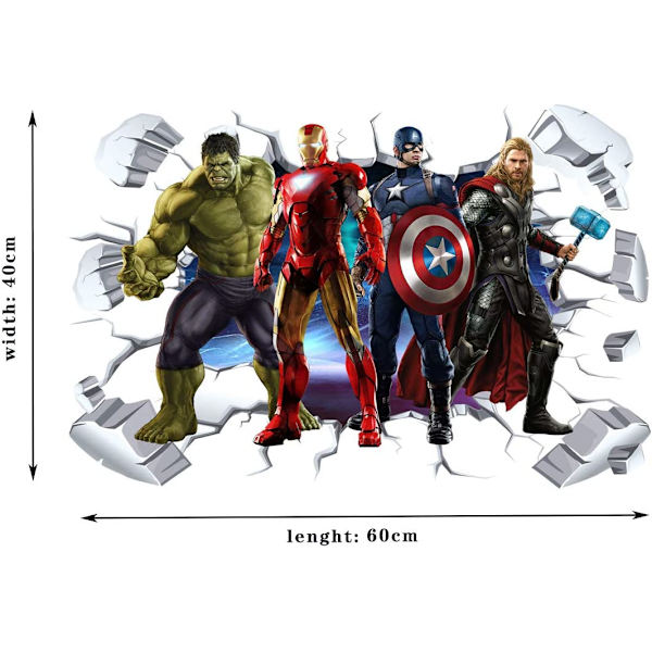 For Super Hero Wall Decal 3D Gem Wall Stickers Fjernelse