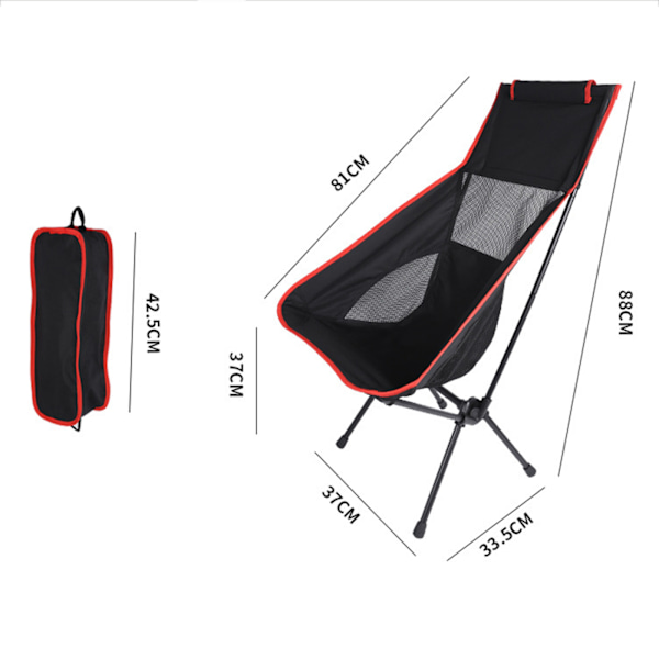 1 kpl (punainen+musta) kannettava retkituoli, ultralight mesh-tuoli