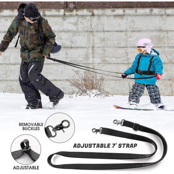 Skid- och snowboardträningssele för barn med avtagbart koppel i metall