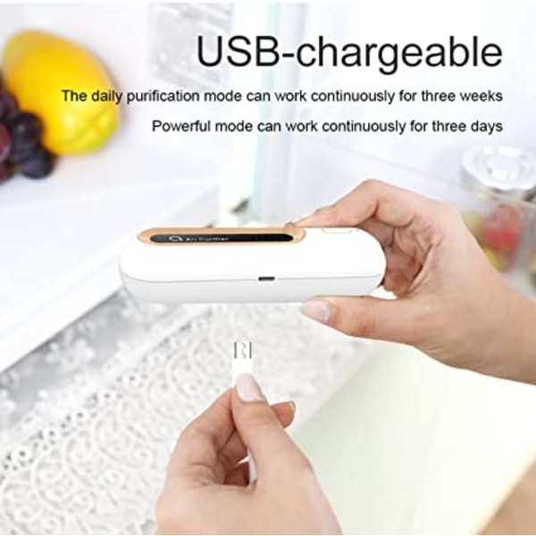 （2stk） Mini USB Kjøleskap Deodorizer - Bærbart oppladbart kjøleskap