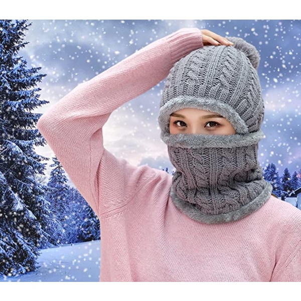 Vinter lue luer One-Piece Fleece Lined Knit Balaclavas Ma
