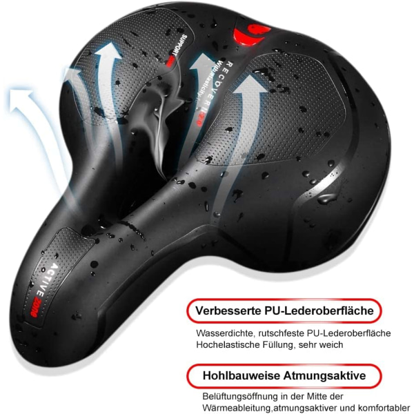 Ergonomisk Sykkelsete med Gel, Touring, Hult, Dobbel Fjær S