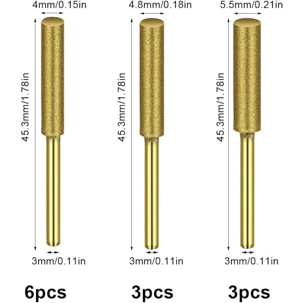 Slipa motorsågskedja 12 Piezas Motorsågskedjefil Håller längre Blandad storlek 5/32\" 3/16\" 7/32\" för att slipa motorsågsblad snabbt och enkelt