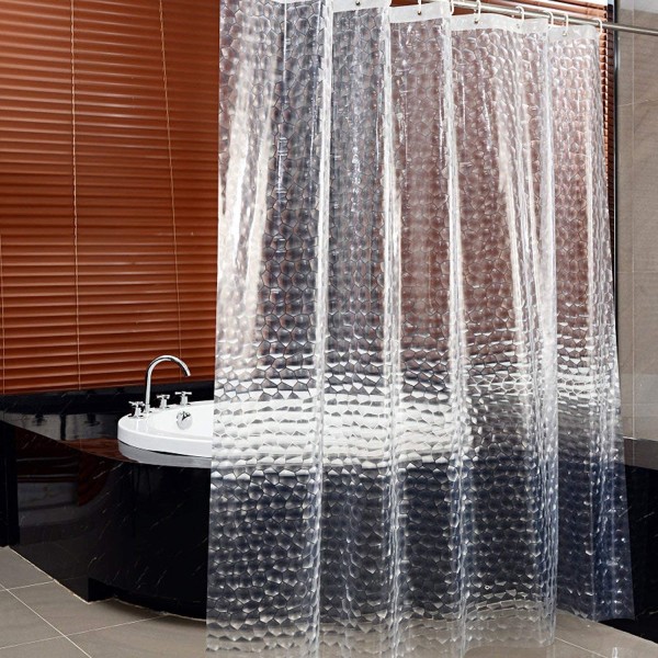 Badeværelses bruseforhæng, 3D gennemsigtig vandterning, vandvask