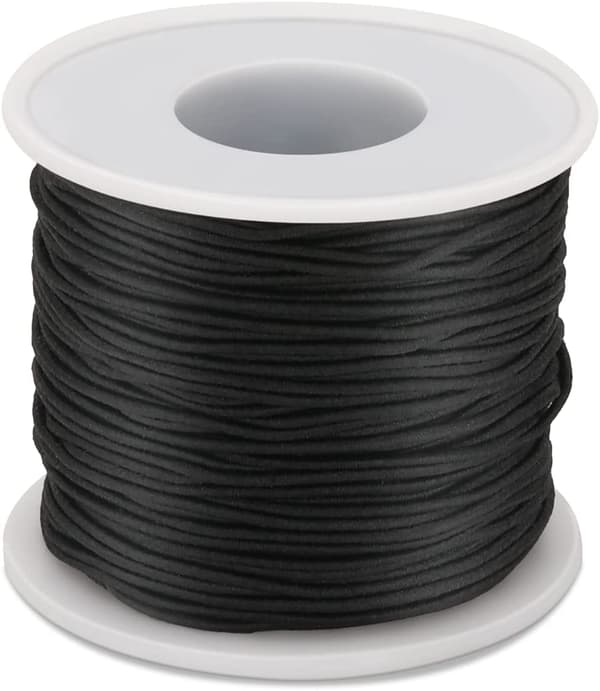 1 mm svart elastisk snöre, 50 m elastisk snöre för armband