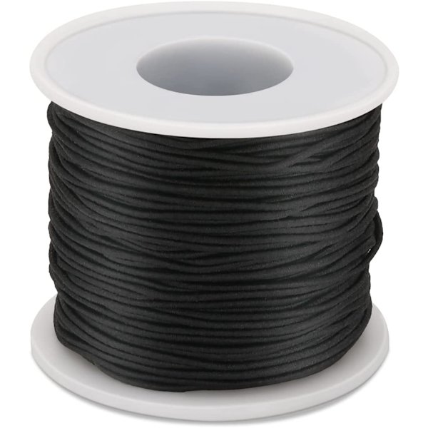 1mm sort elastisk snor, 50m elastisk snor til armbånd