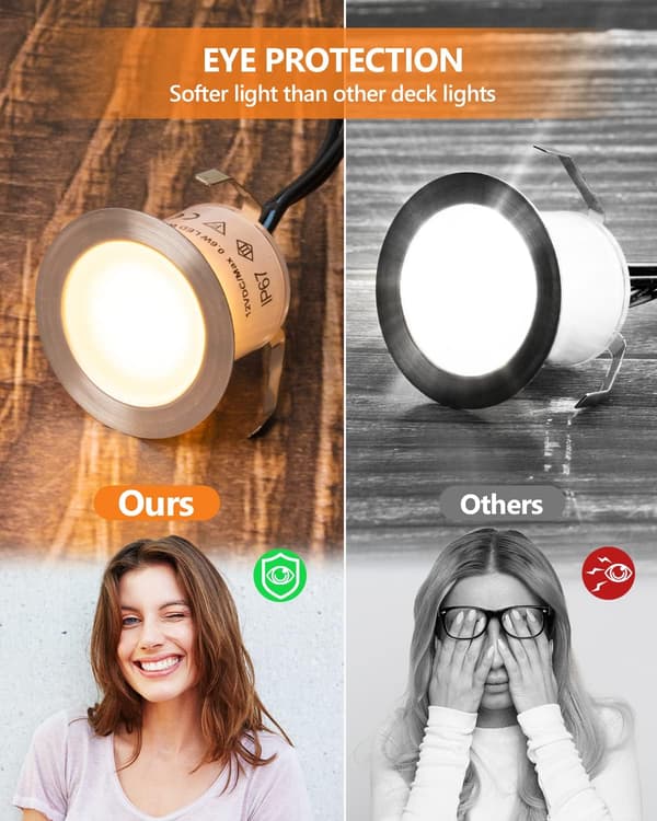 PCS Recessed LED Deck Light Kit (Stor dekklampe) (6-pakning), 12V L