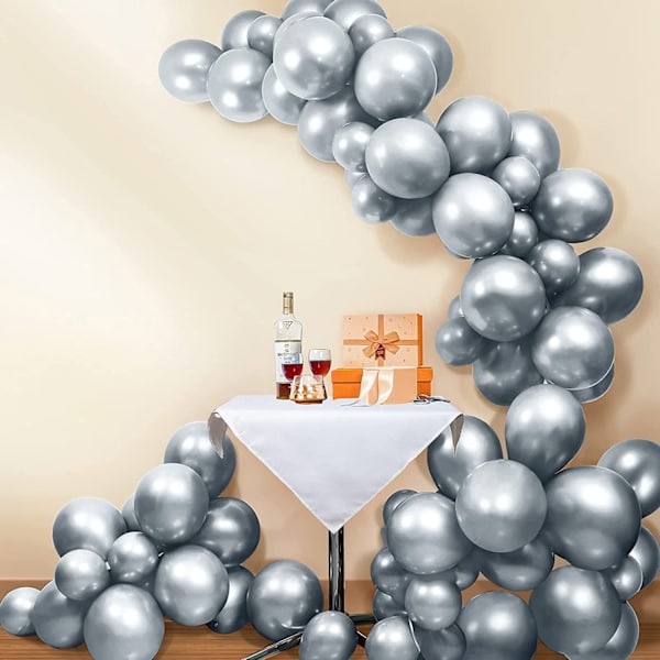 50 Styk Sølv Balloner, Fødselsdagsballoner, Metalballoner, 12 Tommer (30cm), Latex Balloner