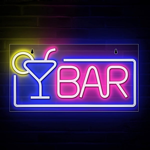 Bar Neonljusskylt Fest Neon Vinglaslampa Väggkonst Sovrum