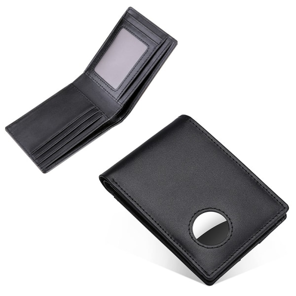 svart Air Tag-lommebok for menn - Stor AirTag RFID-blokkerende bifold