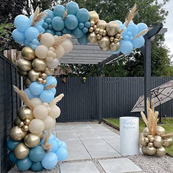 Blå ballongbåge, 128 delar ballonggirlang kit, födelsedagsbåge