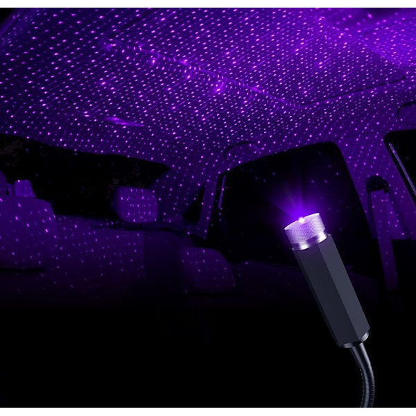 Kirkkaat kattovalot autoon USB LED-kattoprojektio kannettava säädettävä Mini-tunnelmavalot (sininen violetti)