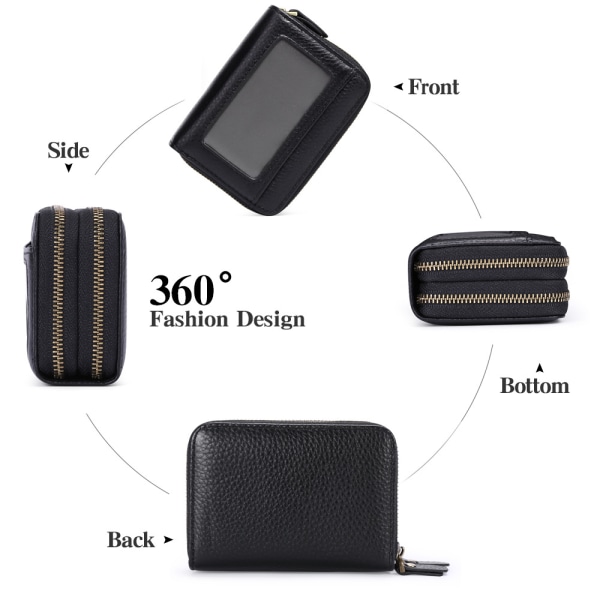 Kreditkortsplånbok för kvinnor (svart), case i läder R