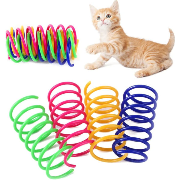 4PCS Cat Spring Toy,Colorful Spring Cat Toy,Interactive Cat Toy,