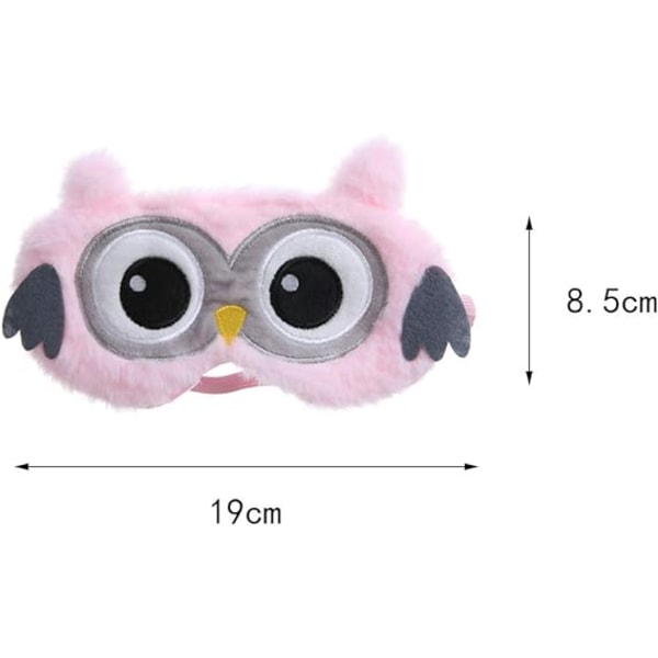 Animal Sleep Eye Mask - Rosa ugle, søt og morsom Soft Fluffy Cartoo