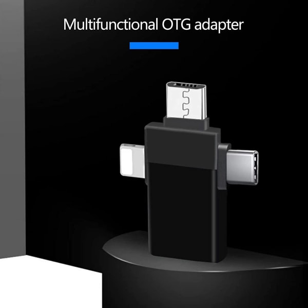 3 i 1 OTG-adapter, USB C til USB 3.0 hunnadapter, Lightning t