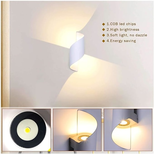 (Hvit) Utendørs vegglampe LED Vanntett Moderne Aluminium Exterio