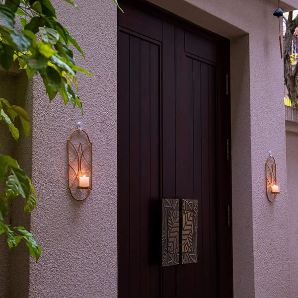 Set med 2 (guld) ljusstakar Tealight ljusstake väggmontering