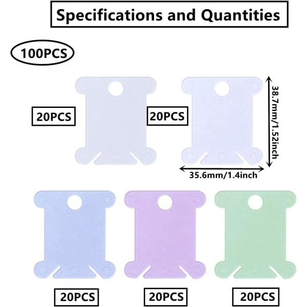 100 stk. plastspole til broderi og syning
