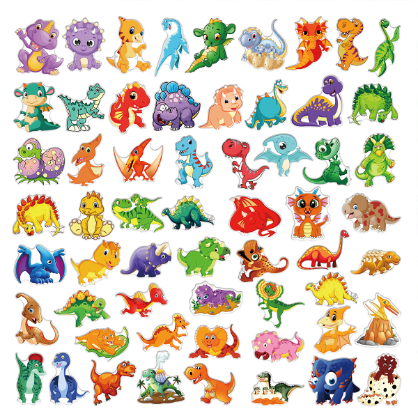 Søte Dinosaur Doodle-klistremerker (60-pakning) - Håndverksutstyr for barn