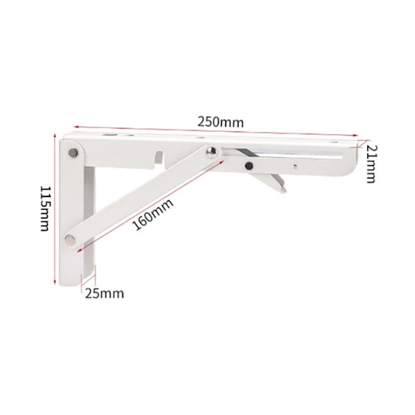 Folding Bracket 250mm, 2 stk. Svart Folding Console Bracket, Folding Shelf Brackets Load, Heavy Duty Retractable Foldi