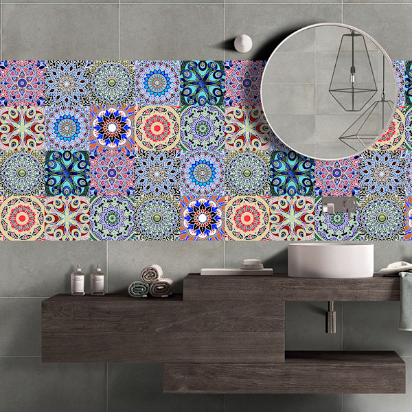 20 ark (15 x 15 cm) Mandala vægklistermærker - PVC - Vandtæt (stil 6)