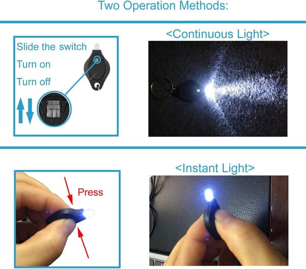 7-pakkaus erittäin kirkkaita mini LED-avainperän taskulamppuja, avaimenperän taskulamppu