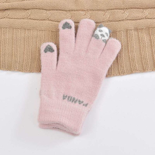 3 par søde, varme touch screen strikkede handsker, fem fingre