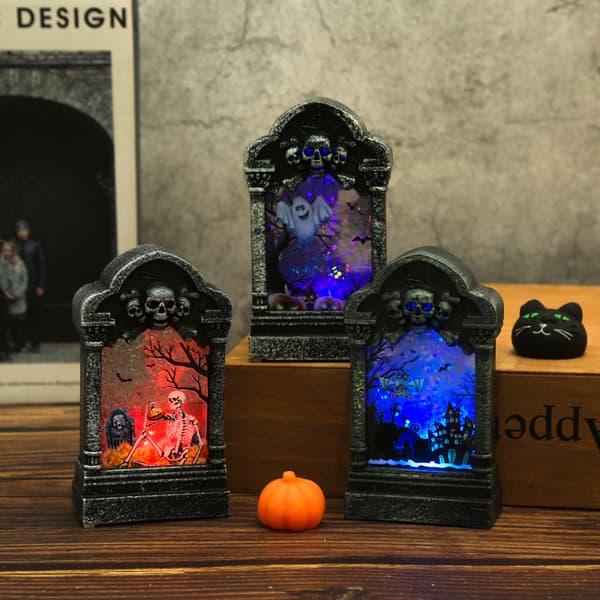 Gravsteiner Halloween-dekor LED-belyste gravsteiner