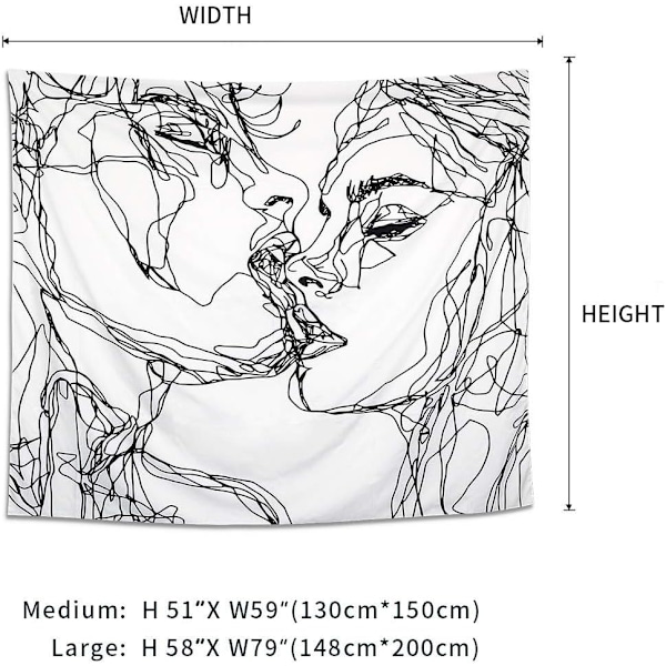 Mies ja nainen sydän sydämelle abstrakti luonnos seinävaate (200cmX150cm)