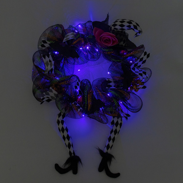 16 x 28 tum Förbelyst Halloween Häxben Krans för Dörren