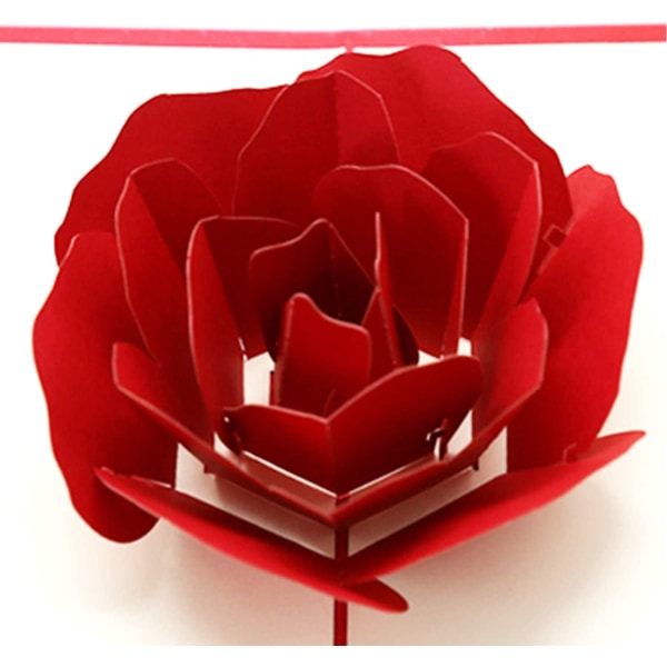 3D pop-up onnittelukortti syntymäpäiväksi, onnittelut vaimolle, vaaleanpunainen ruusu