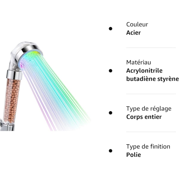 LED, Håndbruser til badeværelse 7 farver LED Højtryk