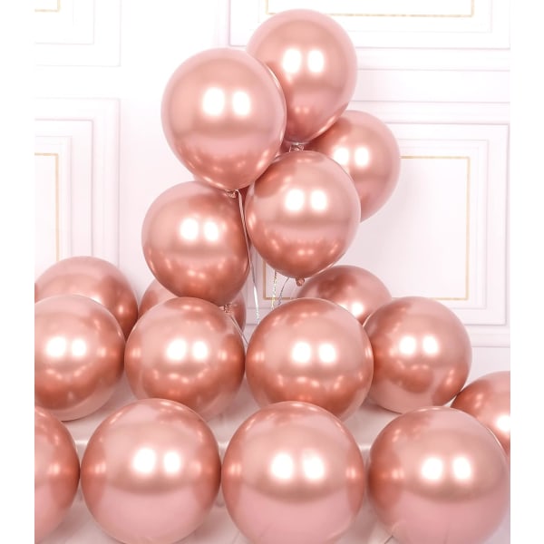 Festa Ballonger 50 st 12 tum Roséguld Metallic Chrome Helium Blanka Latex Tjock Ballong Perfekt Dekoration för Bröllop Födelsedag Baby Shower Graduation Jul Karneval