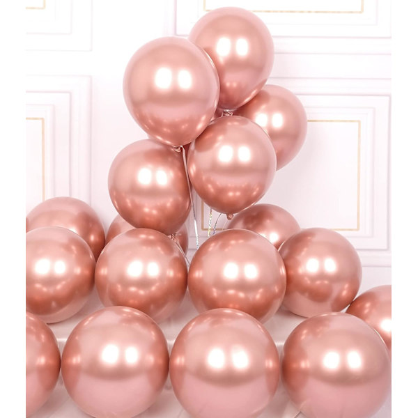 Festballoner 50 stk. 12 tommer Rose Gold Metallic Chrome Helium Shiny Latex Tykke Ballon Perfekt Dekoration til Bryllup Fødselsdag Baby Shower Graduation Jul Karneval