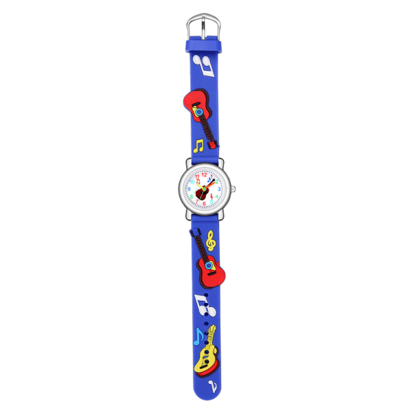 Barneklokke (blå, gitar), vanntett barnearmbåndsur kvarts