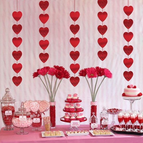 12 stykker rødt hjerte Valentinsdag dekorasjoner, hjerteformet Han