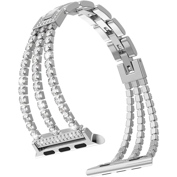 Silver Diamond-Band kompatibel med Apple Watch 38mm 40mm 41mm Kvinnor