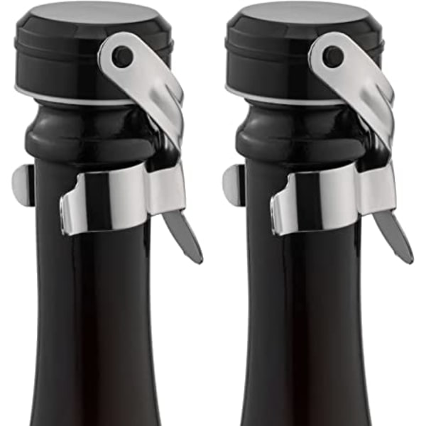 Champagne&Wine(2 Pack Silver) Flaskestoppere Rustfritt Stål wi