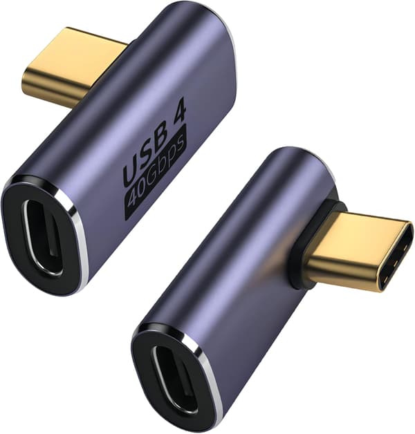 40 Gbps:n USB-C-sovitin, 90 asteen USB-C-uros naarasadapteri