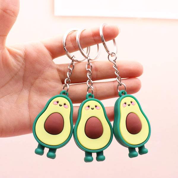 Sæt med 3 nøgleringe i form af avocado, perfekt pasform, grøn