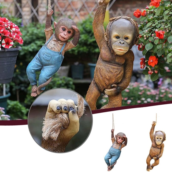 2 st Resin Monkey Climbing Hanging Resin Monkey Statue Garde