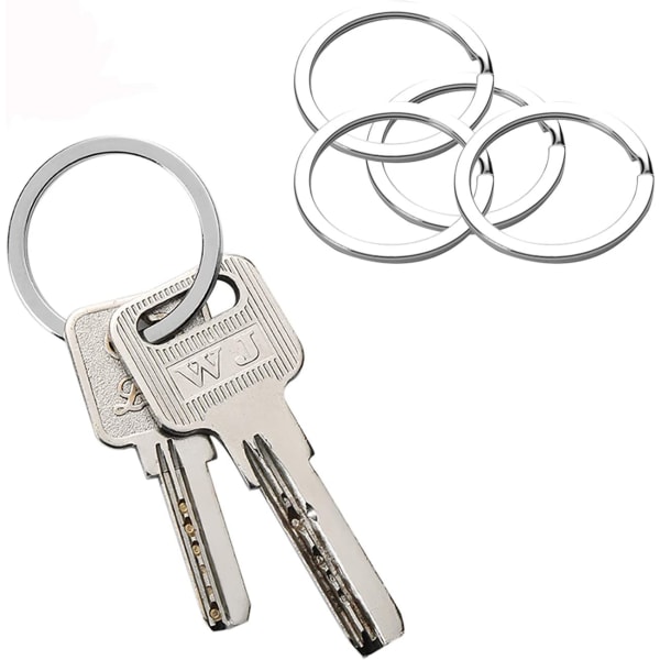 Litteät avaimenperät 50 kpl 1 tuuman litteät avainrenkaat metallinen avaimenperä R