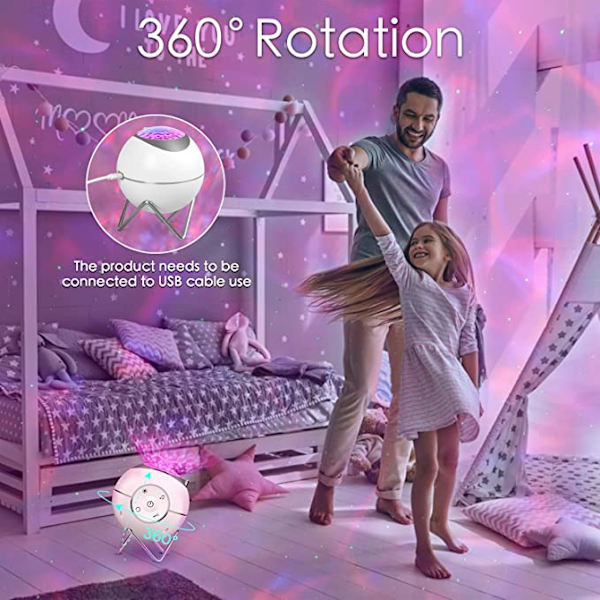 Planet Laser Projektor (Hvid), Planetarium Projektor, Natlampe