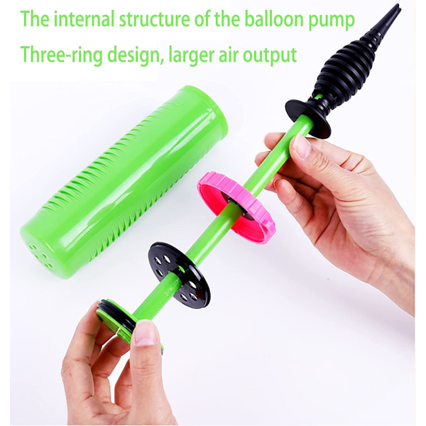 Ballongpumpe (grønn), manuell bursdagsballongoppblåser dobbeltakt