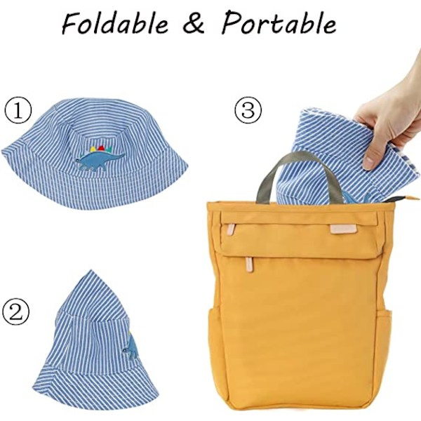 Børne Solhat(52CM), Baby Strand Cap Dreng Pige Fisker Hat, Cotto