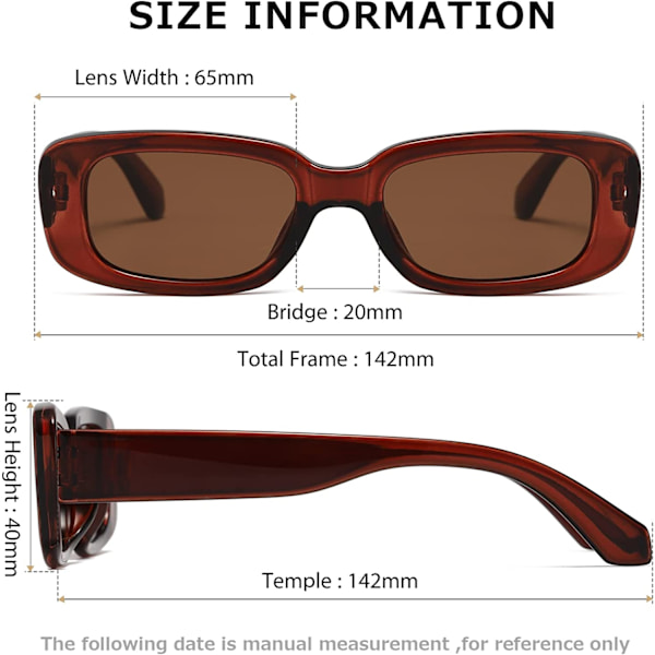 Rektangulære solbriller til kvinder og mænd Trend Retro Fashion Glasses